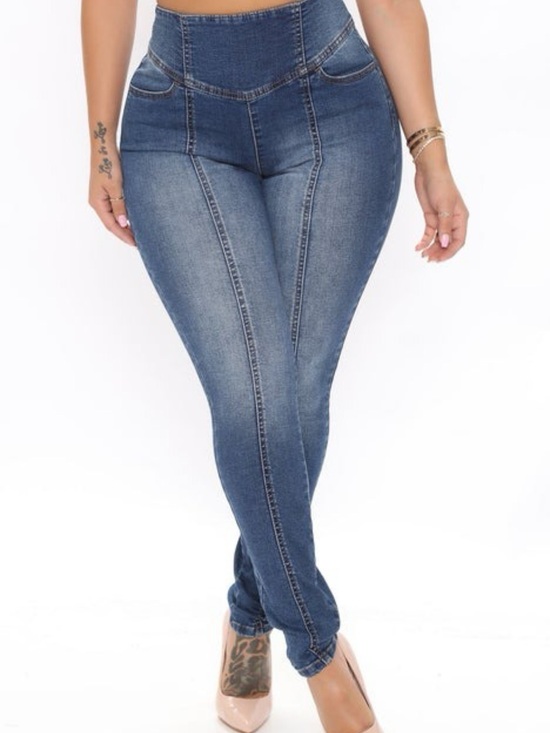 Fashion Nova Denim - Fashion Nova Dark Blue High-Waist Skinny Jeans